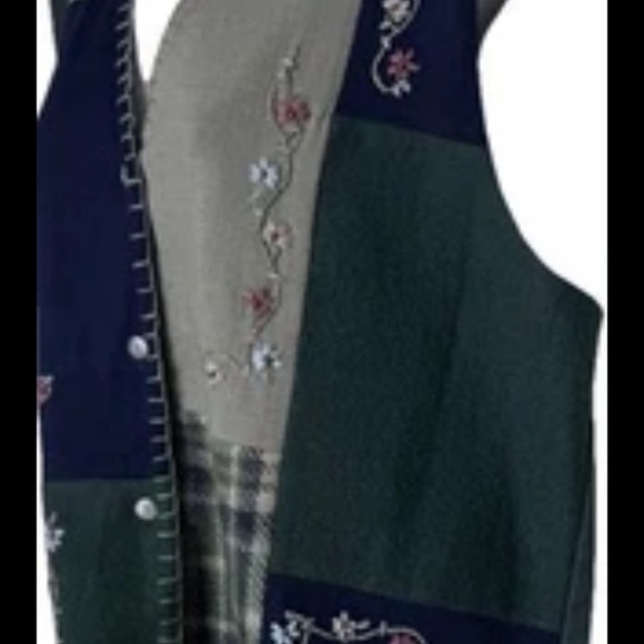 Paul Harris Design Vintage Wool Patchwork Floral Buttoned Vest XL Women's - Picture 5 of 9